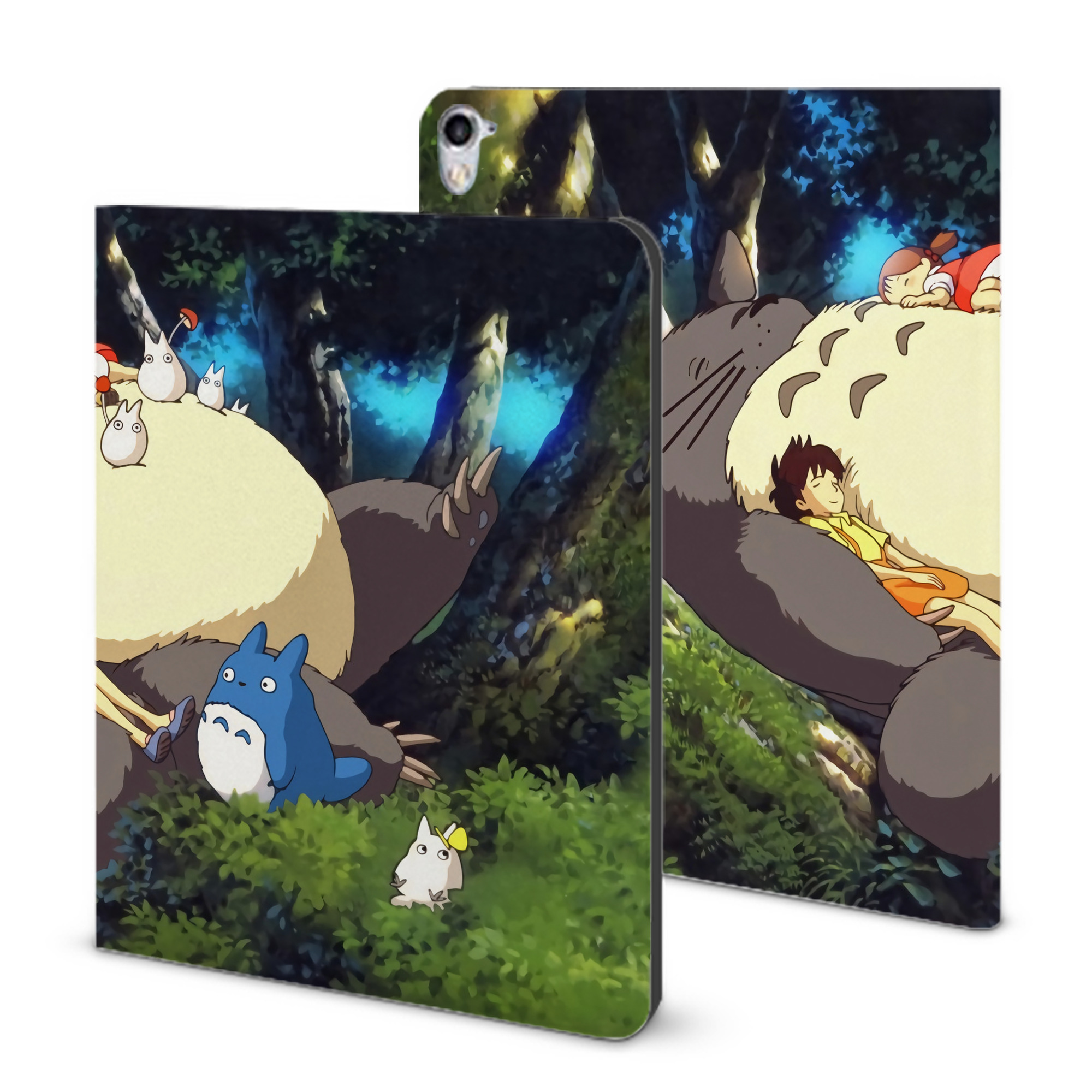 （画像用） となりのトトロ 草壁メイ 草壁サツキ My Neighbor Totoro Satsuki Kusakabe Mei Kusakabe IPad ケース ブック型 PUレザー TPU 耐衝撃 軽量 薄型 ペン収納なし 全面保護 IPad 各モデル対応